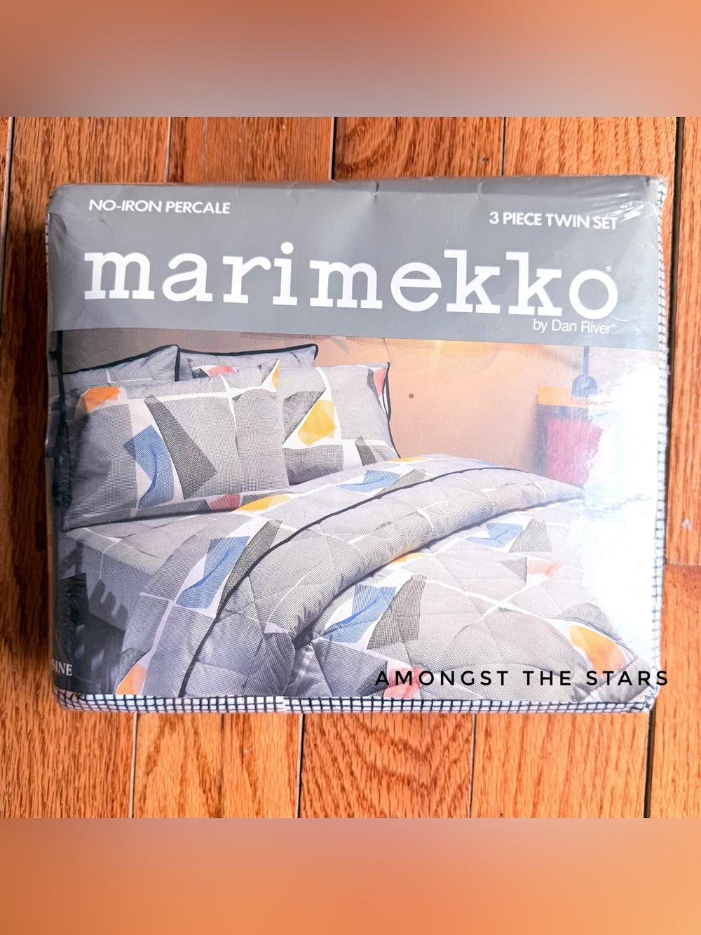 Vintage Marimekko Dan River Sine 3 Piece Twin Fitted & Flat Sheet Pillowcase Set